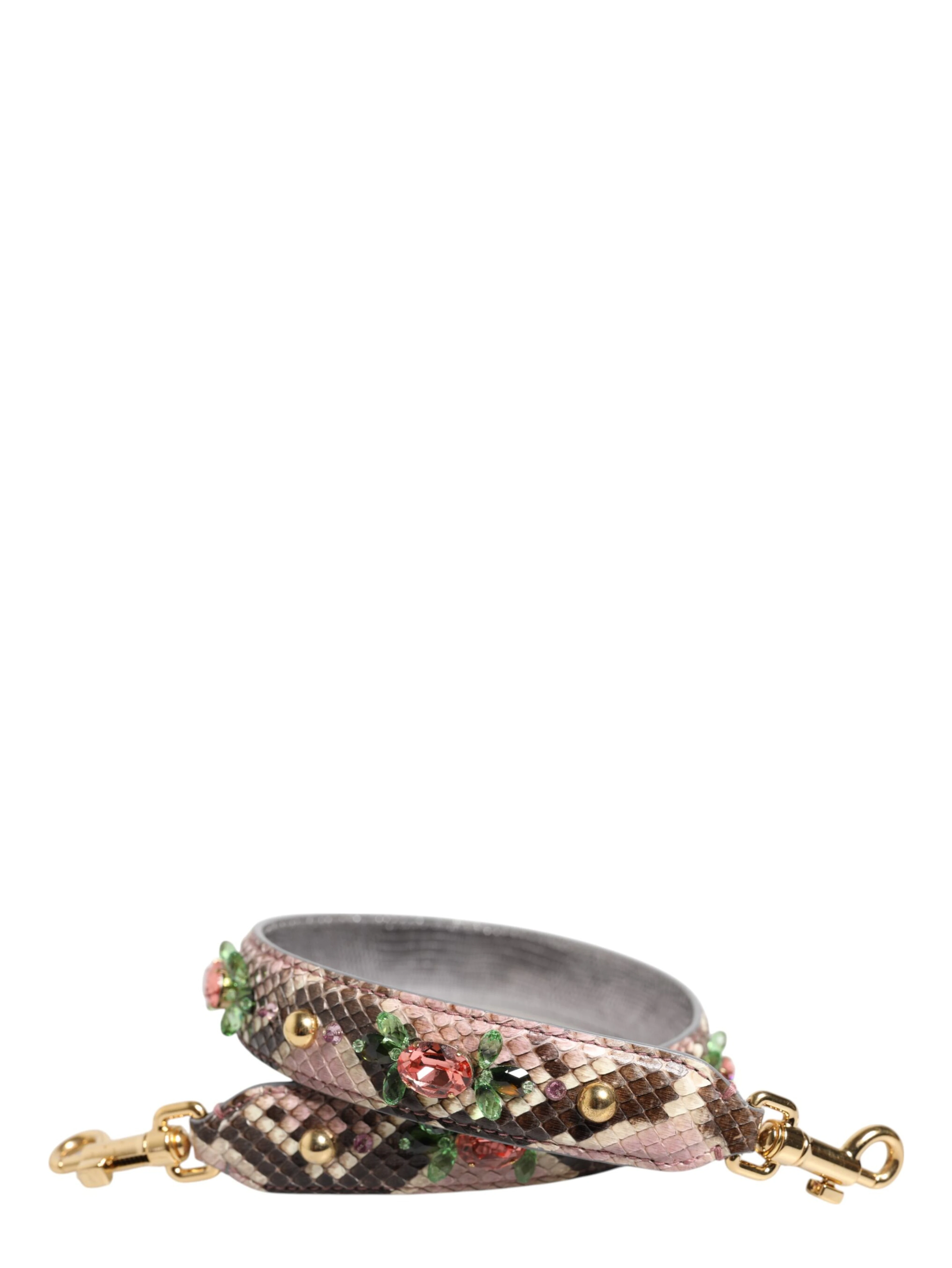 Multicolor Python Embellished Crystal Stud Shoulder Strap