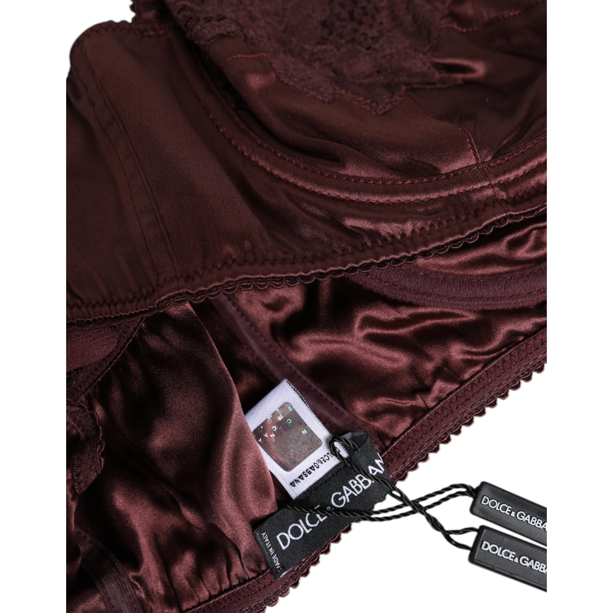 Burgundy Silk Underwired Balconette Bra Underwear