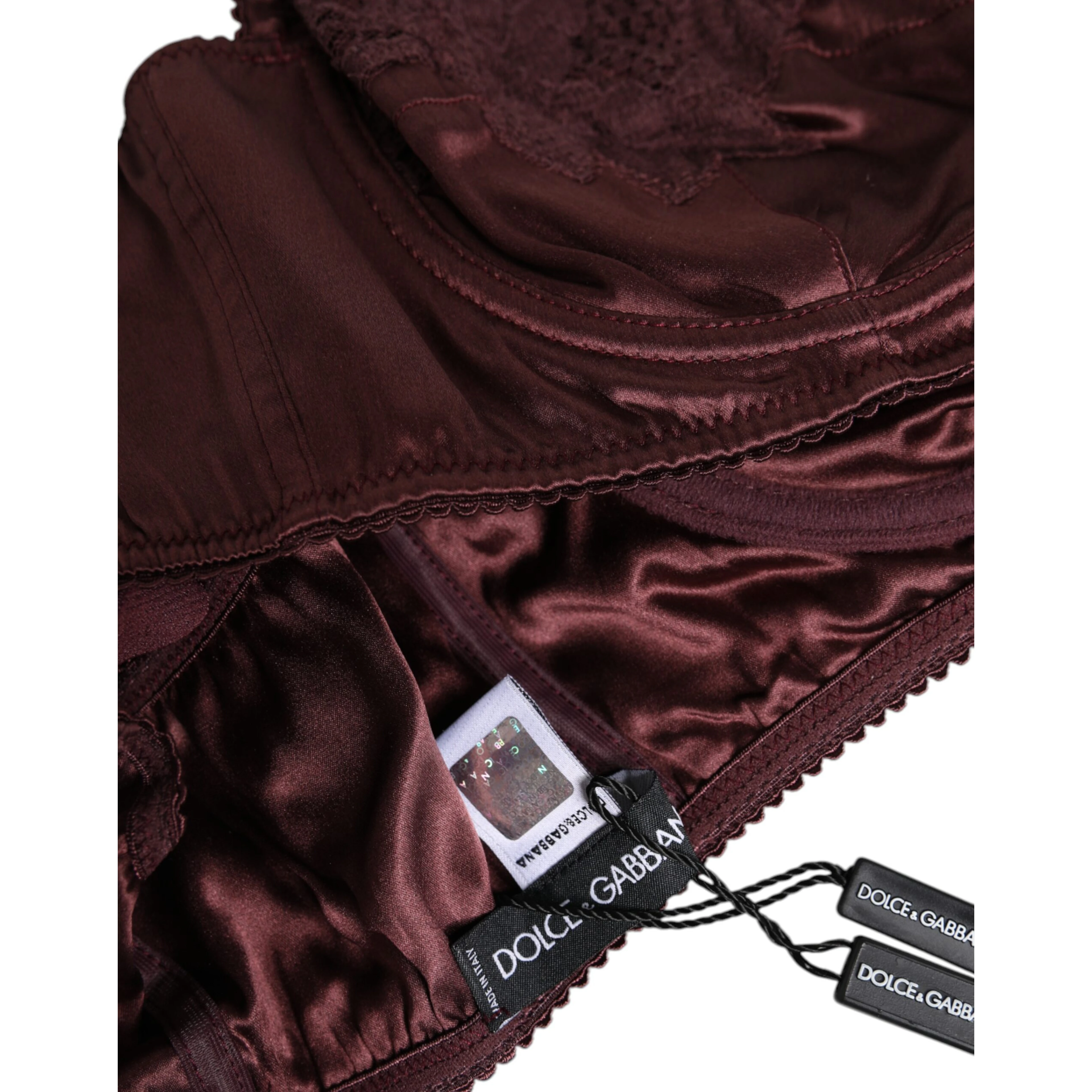 Burgundy Silk Underwired Balconette Bra Underwear