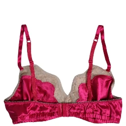 Magenta Floral Lace Silk Non Wire Bra Underwear