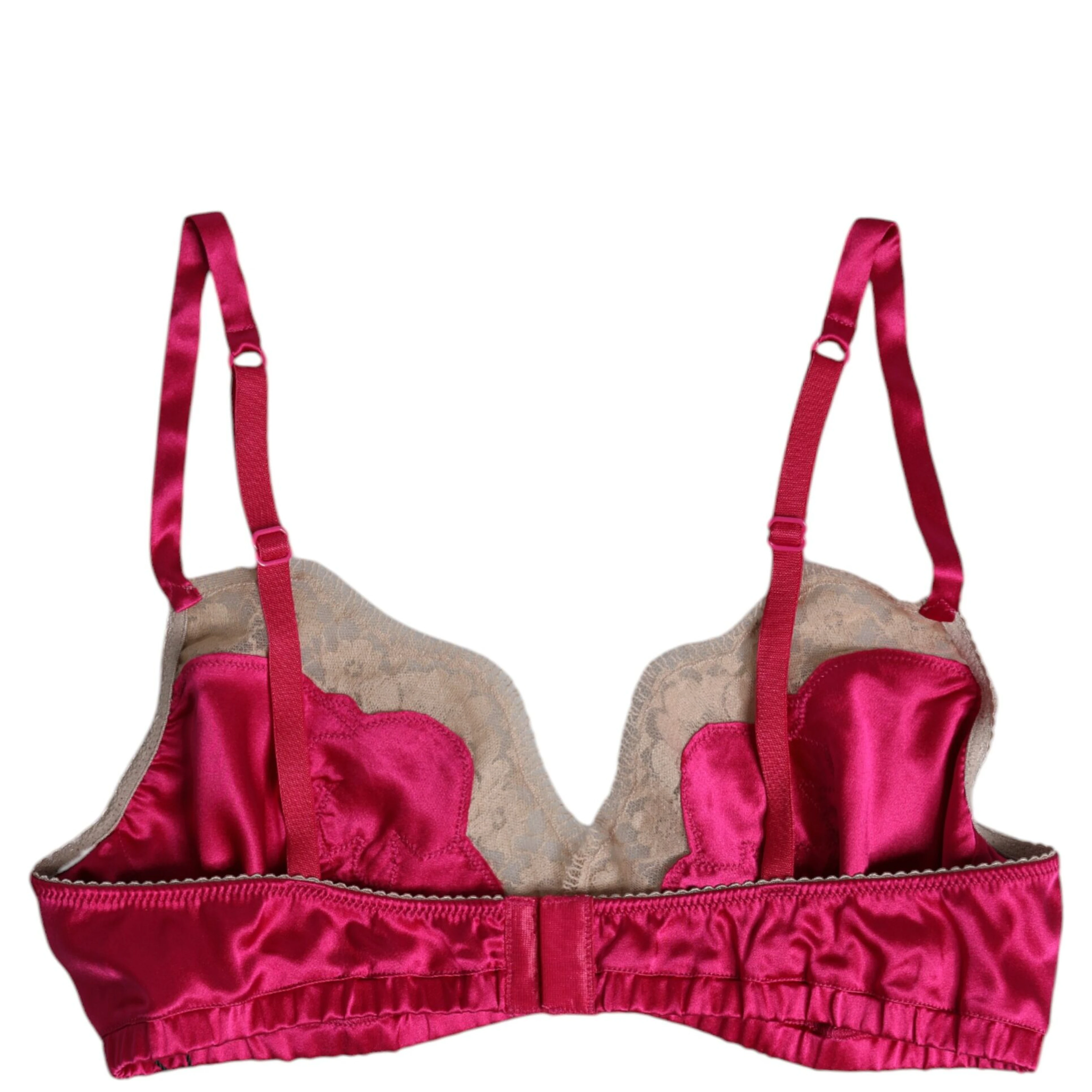 Magenta Floral Lace Silk Non Wire Bra Underwear