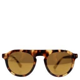 Brown Acetate Round Leopard Print Eyewear Sunglasses
