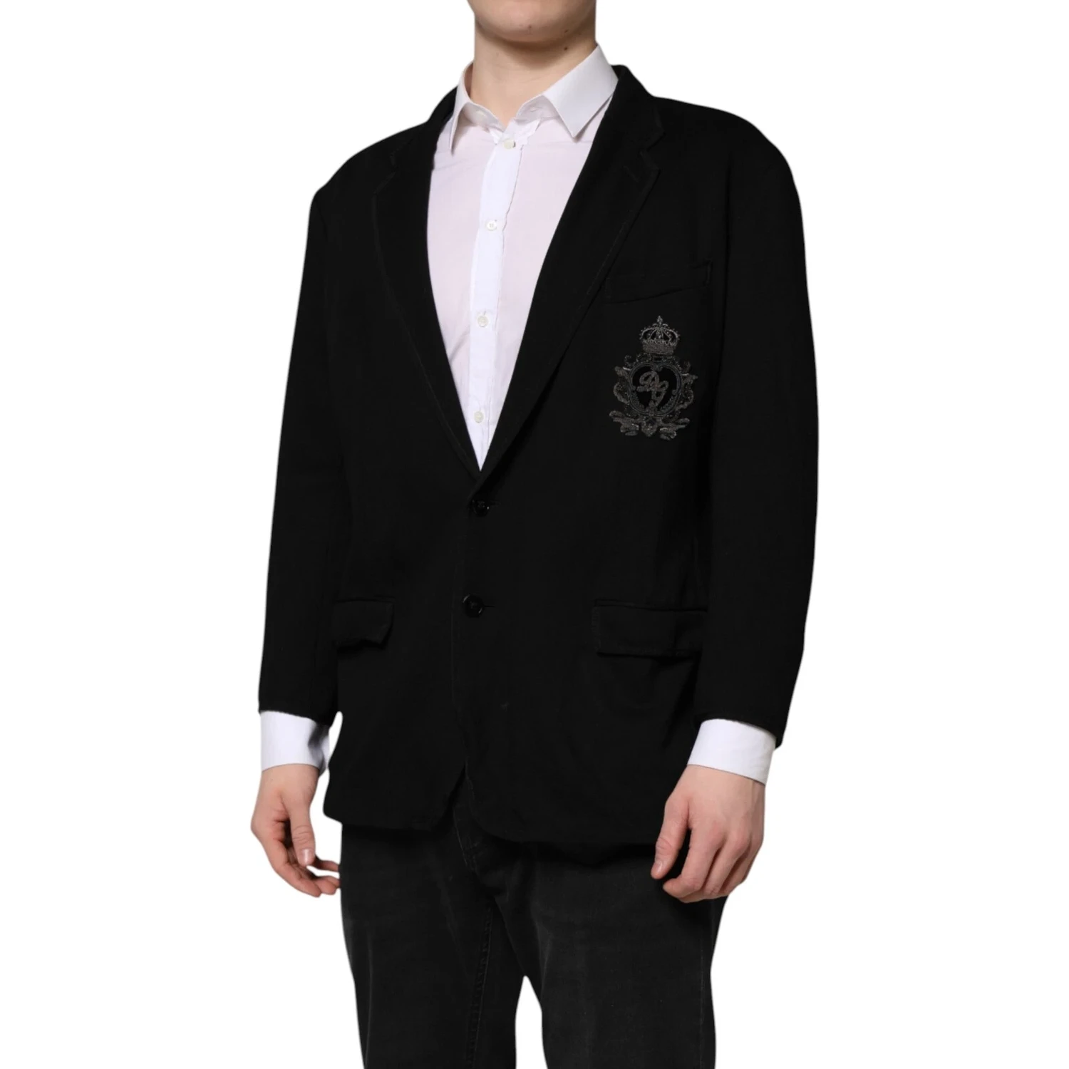 Black Viscose DG Crown Blazer Coat Jacket