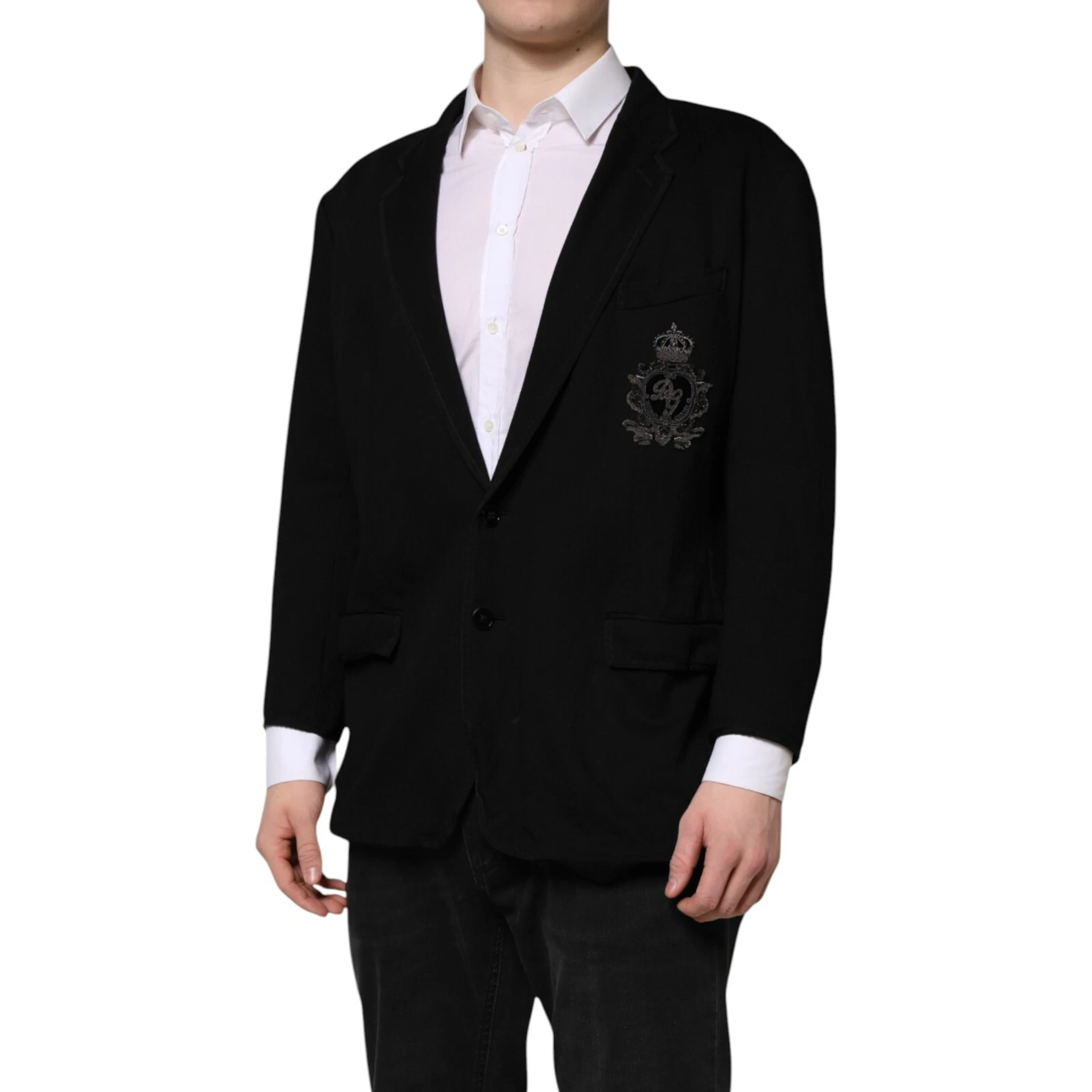 Black Viscose DG Crown Blazer Coat Jacket