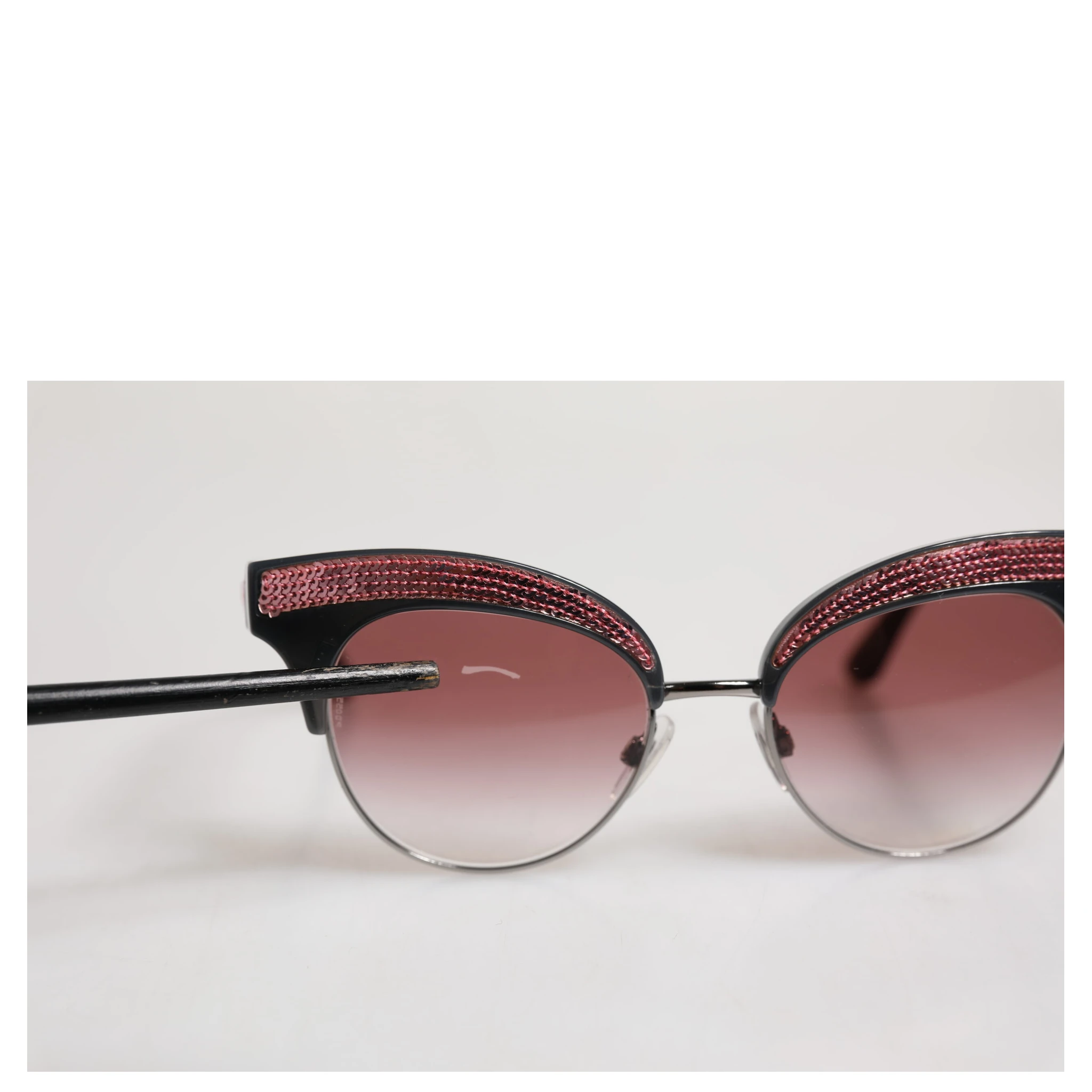 Black Pink Mirrored Cat Eye DG6109 Sequined Sunglasses