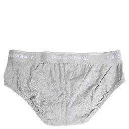 Gray Cotton Stretch Regular Brief Underwear