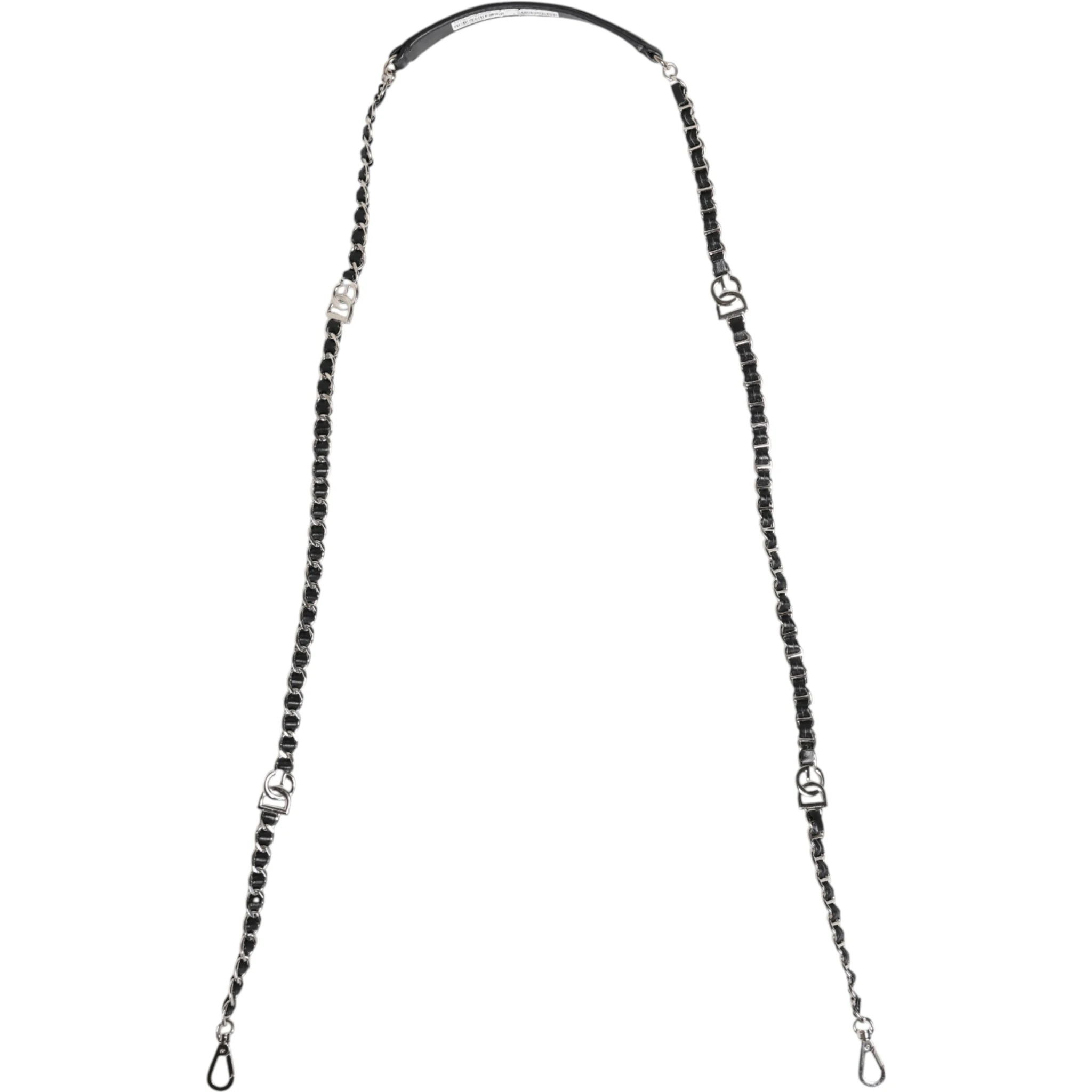 Black Leather DG Logo Chain Bag Shoulder Strap