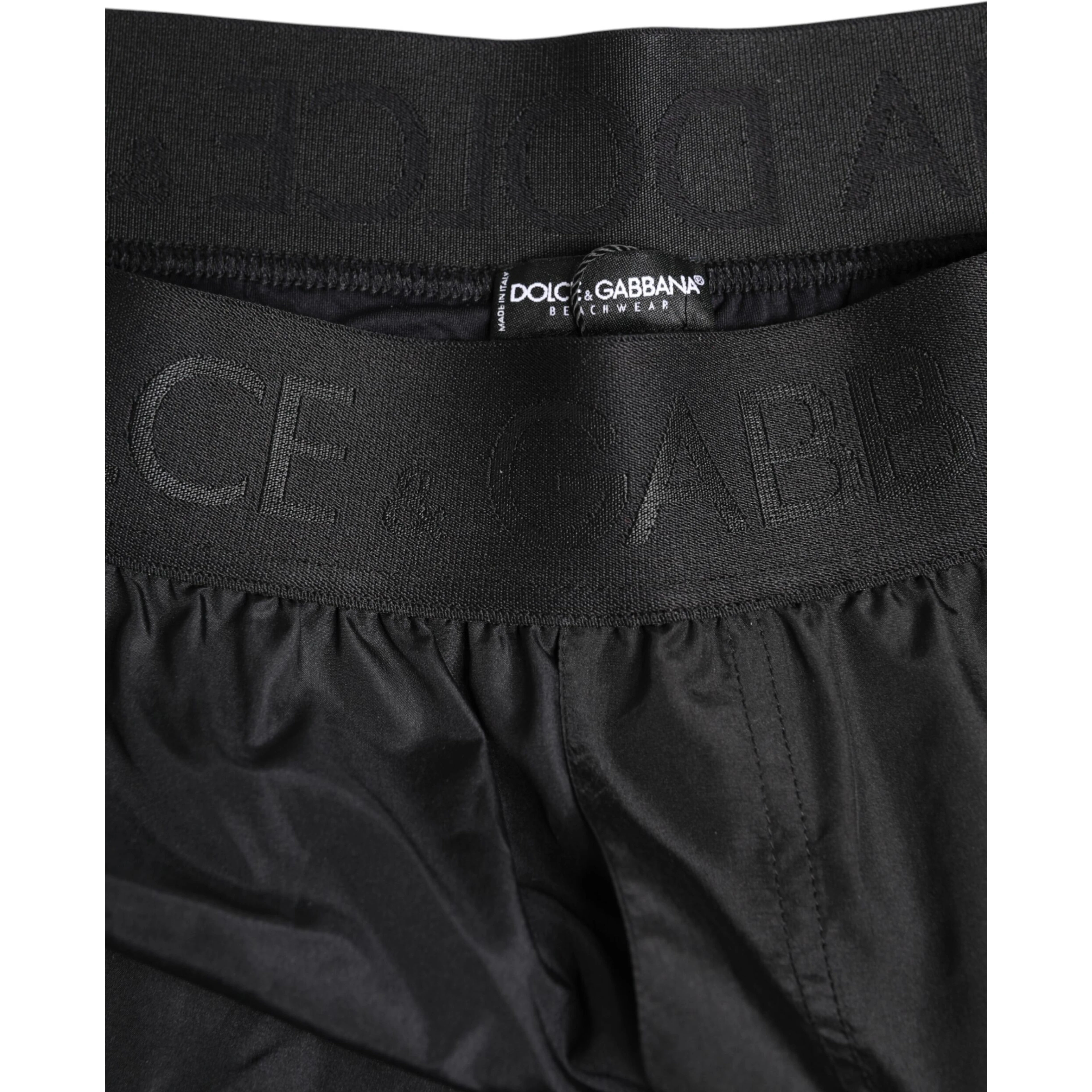 Black Logo Print Beachwear Men Shorts Swimwear