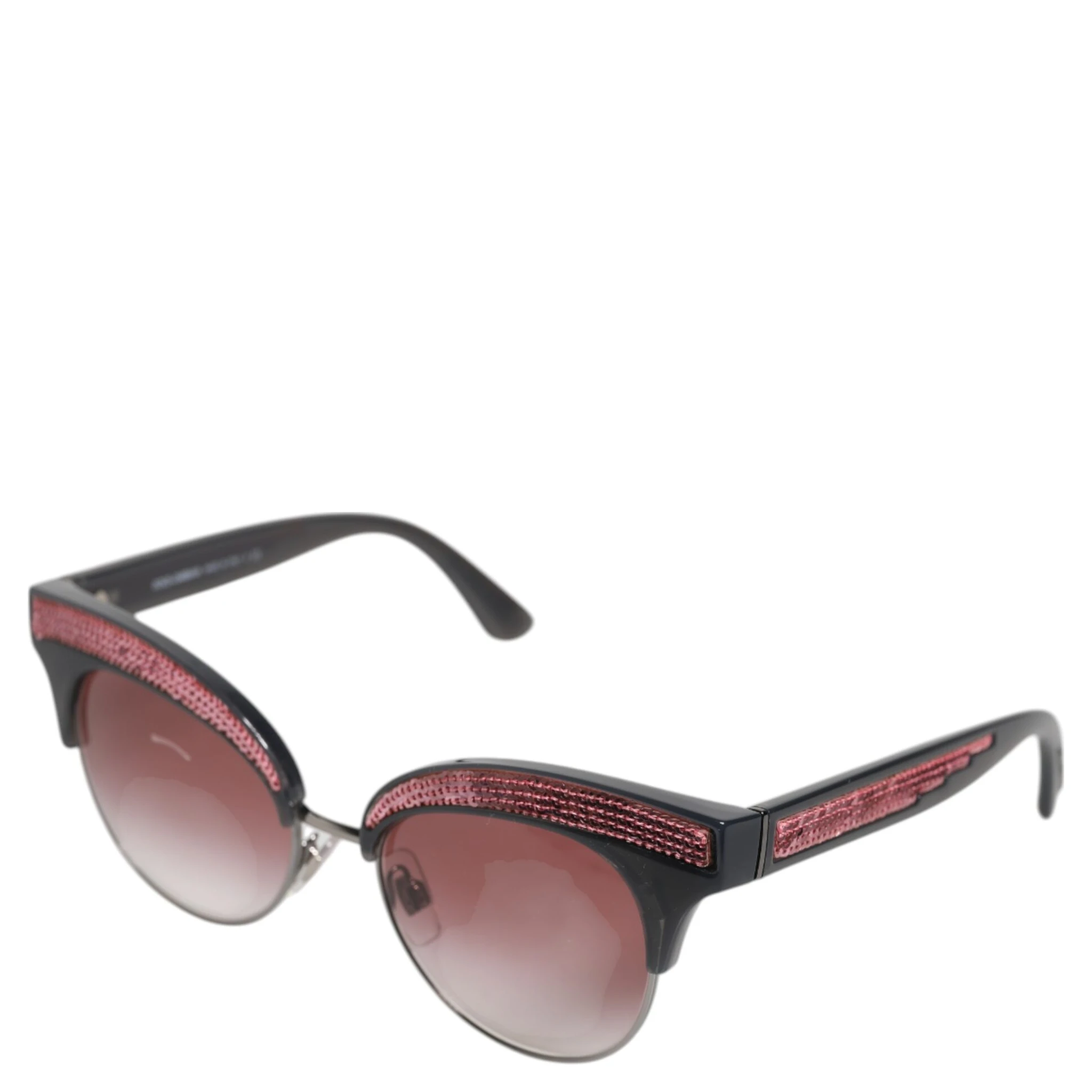 Black Pink Mirrored Cat Eye DG6109 Sequined Sunglasses
