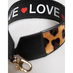 Black Leopard Print Reversible Bag Shoulder Strap