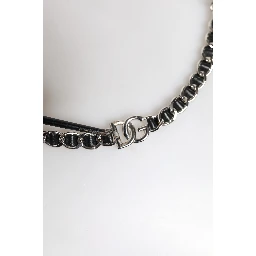 Black Leather DG Logo Chain Bag Shoulder Strap