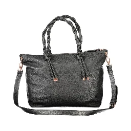 Black Polyethylene Women Handbag