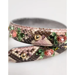 Multicolor Python Embellished Crystal Stud Shoulder Strap