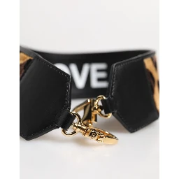 Black Leopard Print Reversible Bag Shoulder Strap