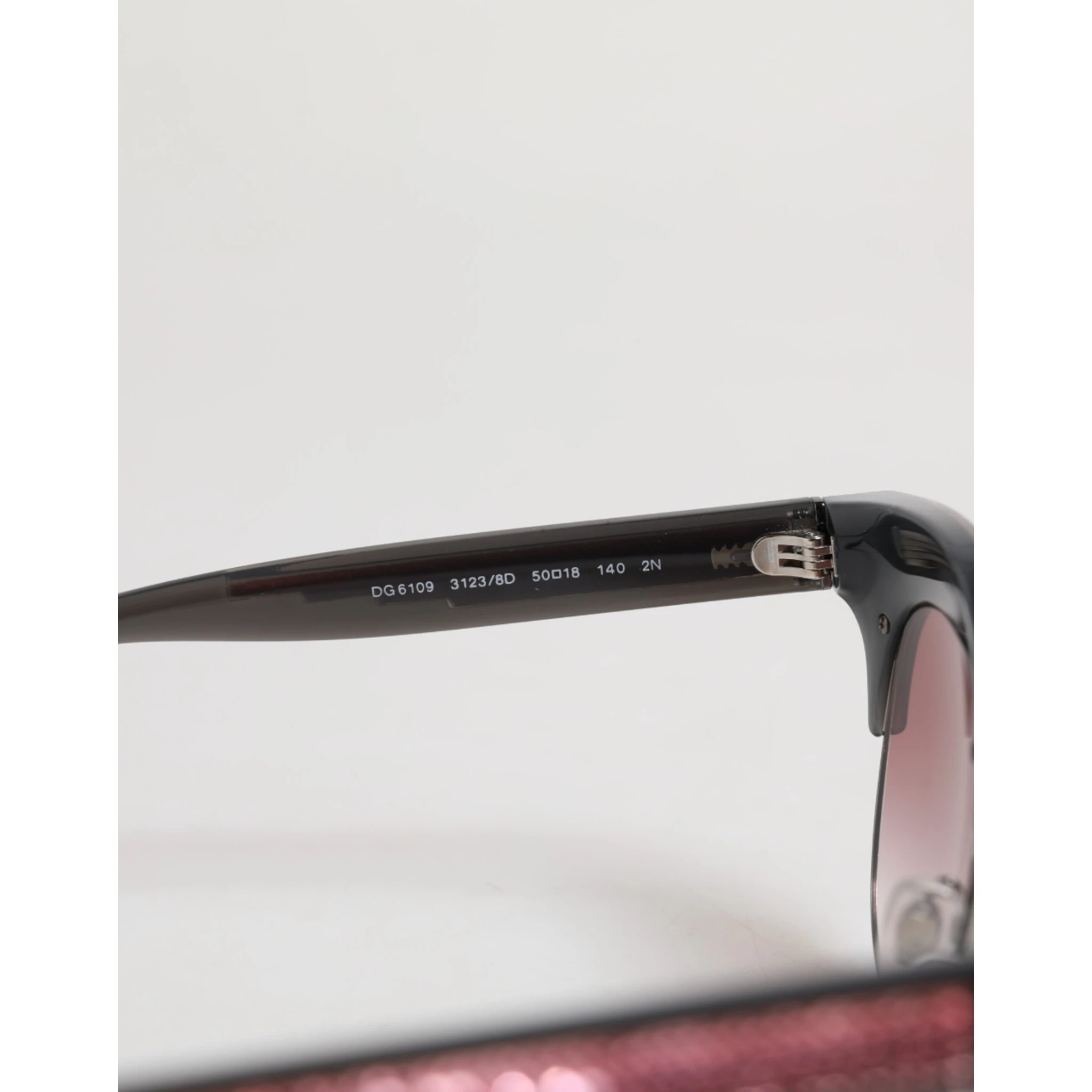 Black Pink Mirrored Cat Eye DG6109 Sequined Sunglasses