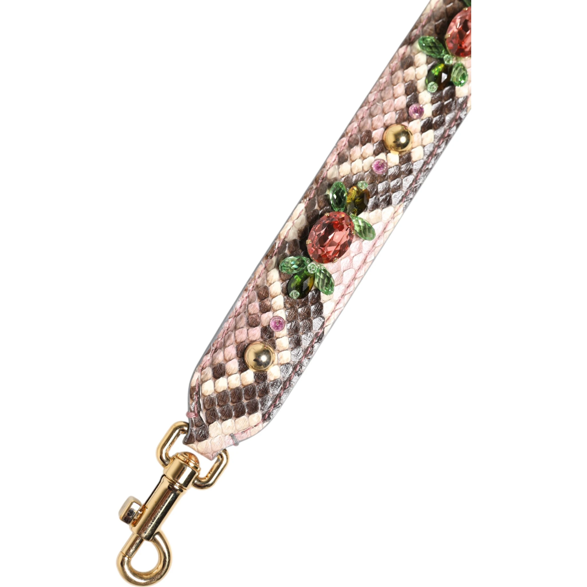Multicolor Python Embellished Crystal Stud Shoulder Strap