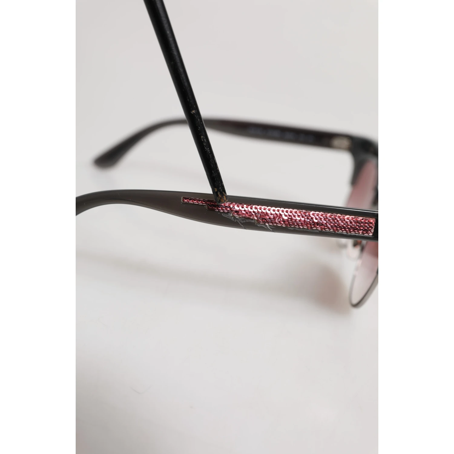 Black Pink Mirrored Cat Eye DG6109 Sequined Sunglasses