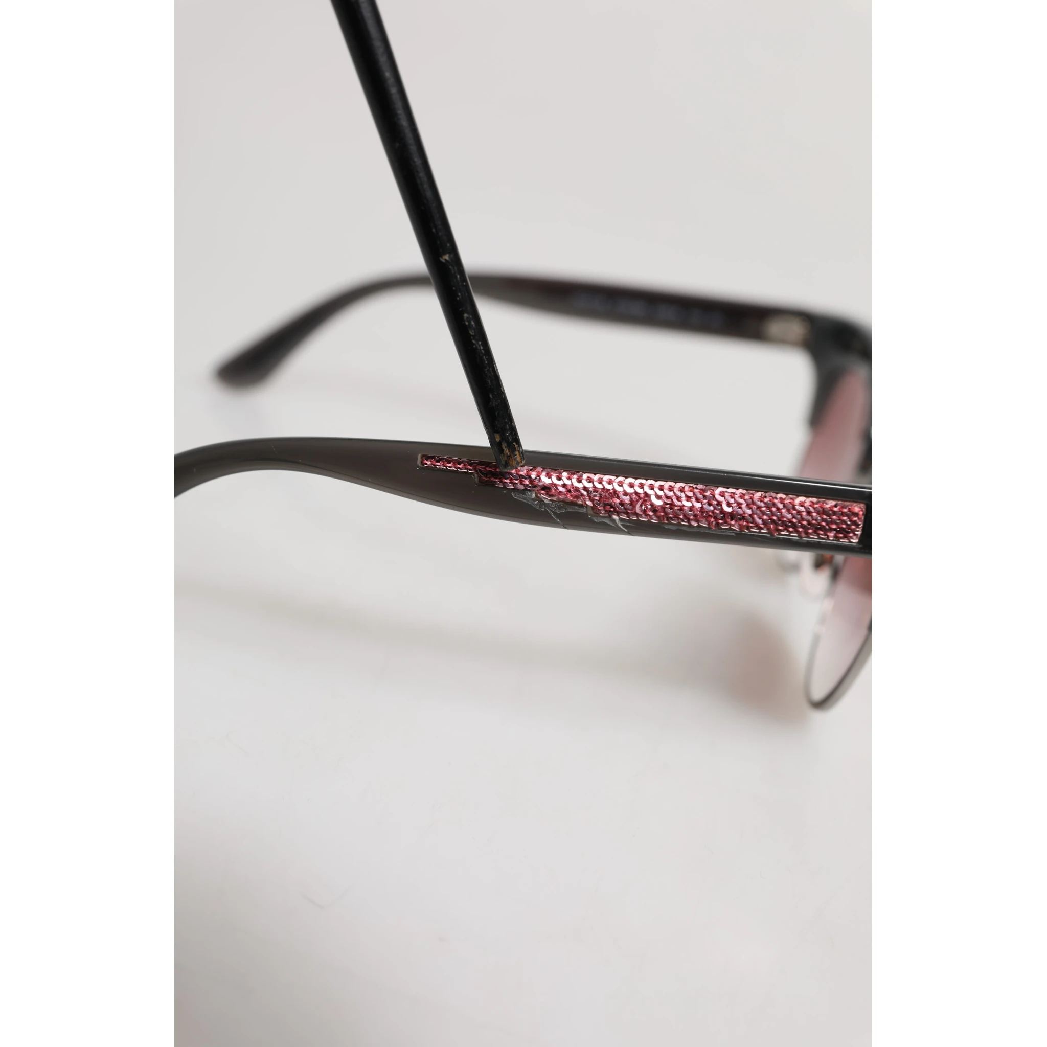 Black Pink Mirrored Cat Eye DG6109 Sequined Sunglasses