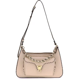 Beige Calf Leather Bos Taurus Shoulder Bag