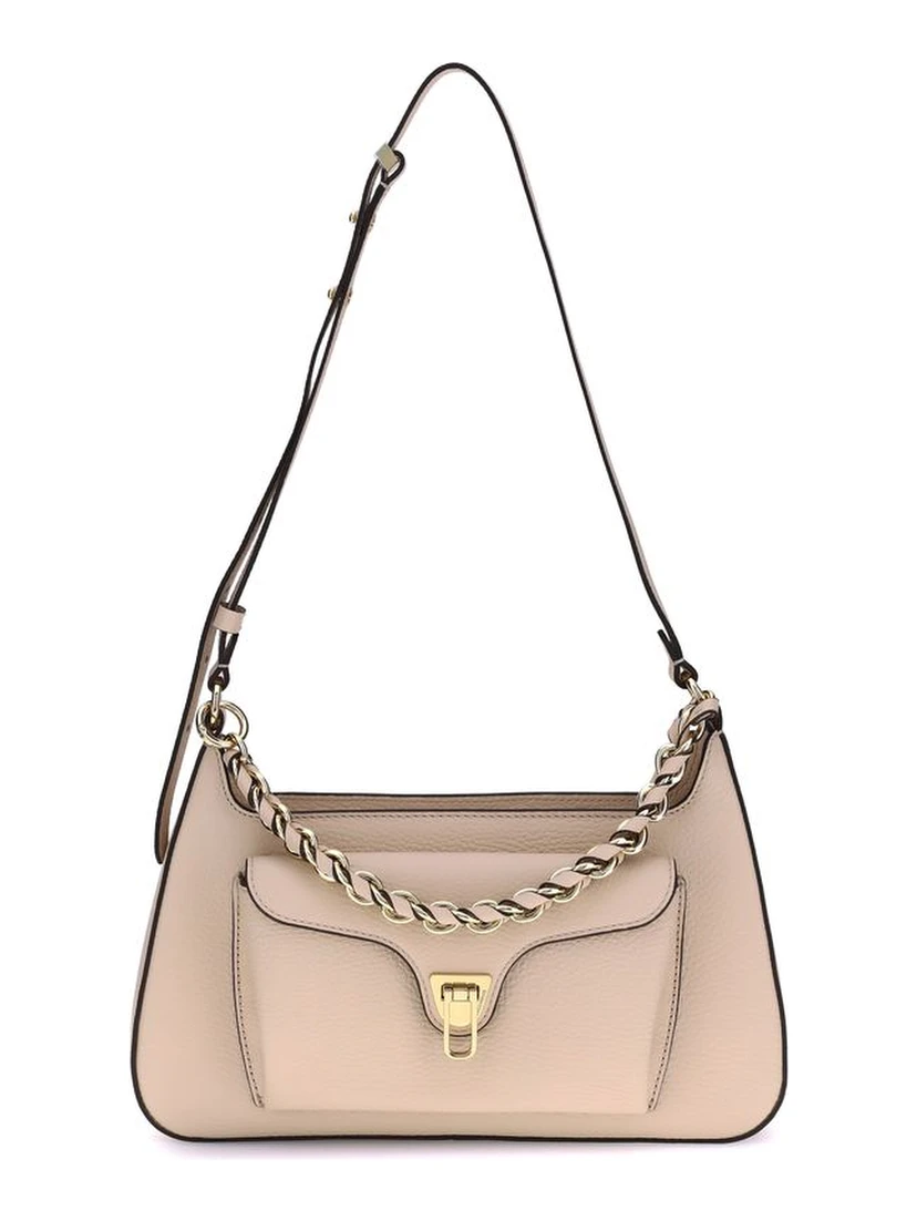 Beige Calf Leather Bos Taurus Shoulder Bag