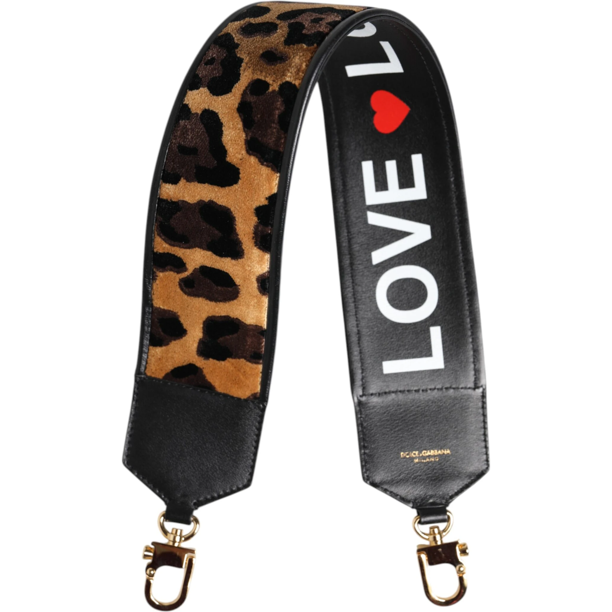 Black Leopard Print Reversible Bag Shoulder Strap
