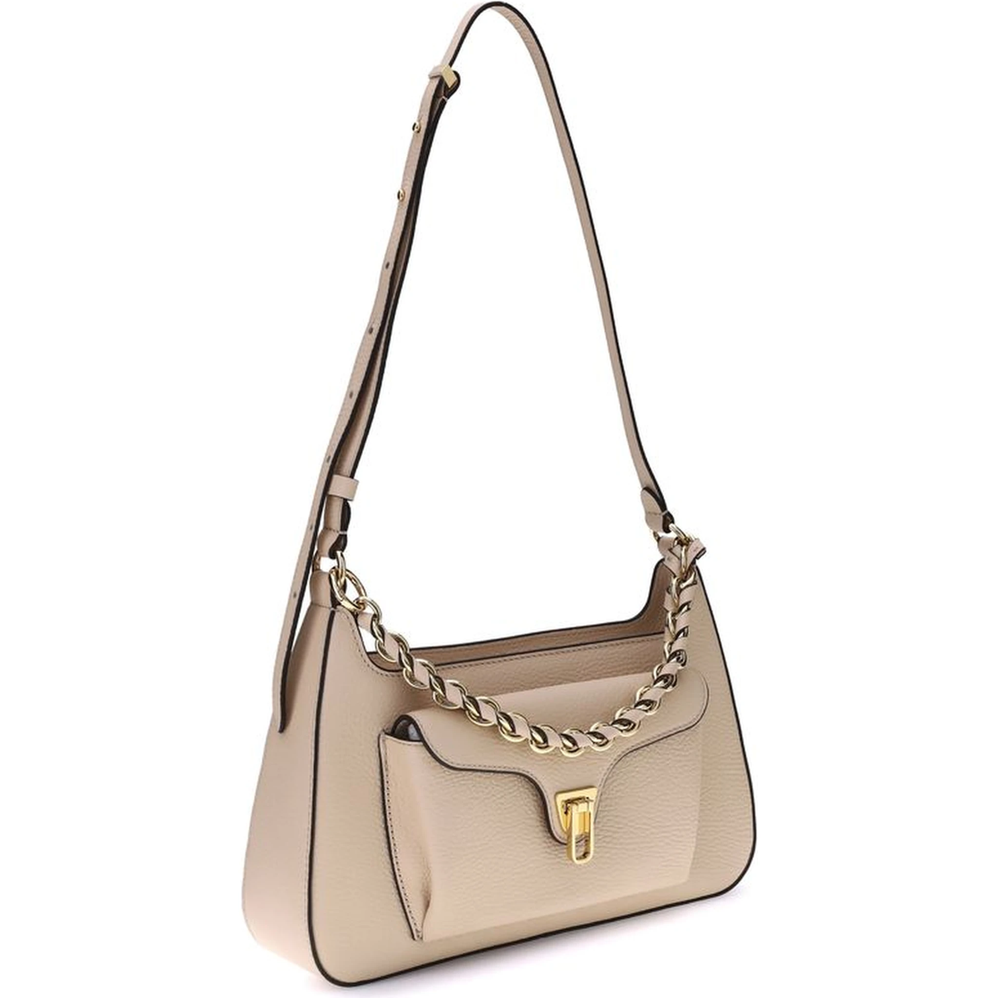 Beige Calf Leather Bos Taurus Shoulder Bag
