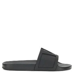 Black Rubber Flat Sandals