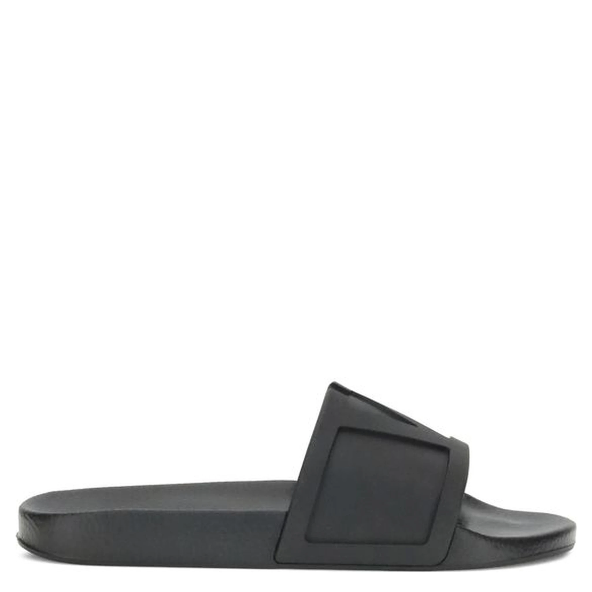 Black Rubber Flat Sandals