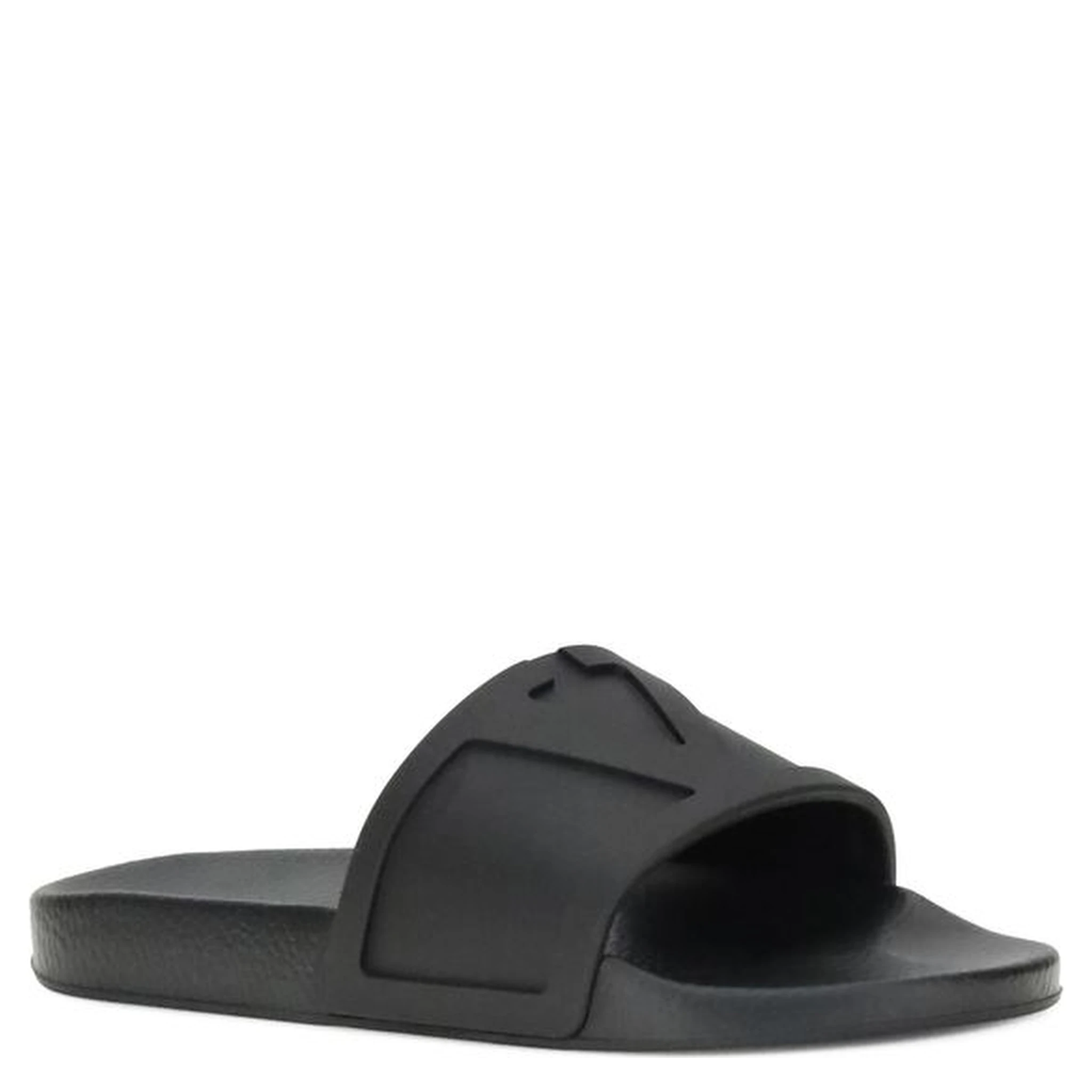 Black Rubber Flat Sandals