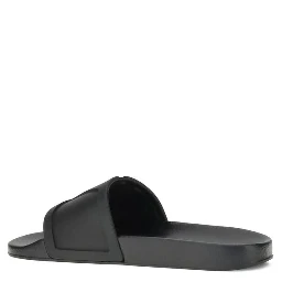 Black Rubber Flat Sandals