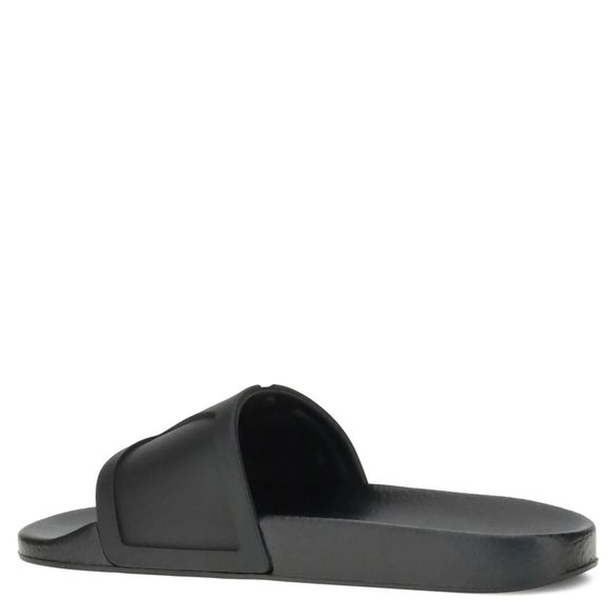 Black Rubber Flat Sandals