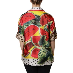 Multicolor Watermelon Collared Shirt Top