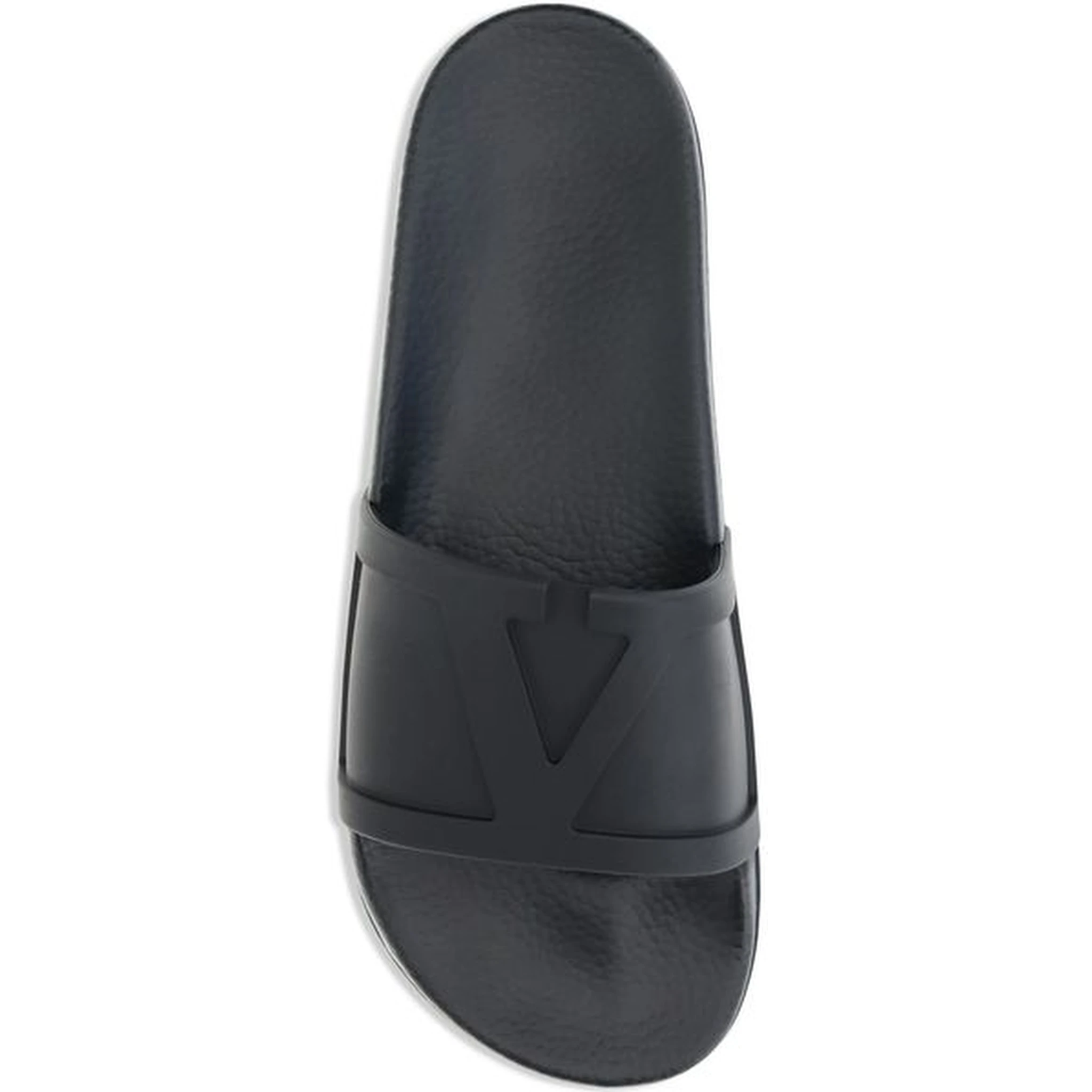 Black Rubber Flat Sandals