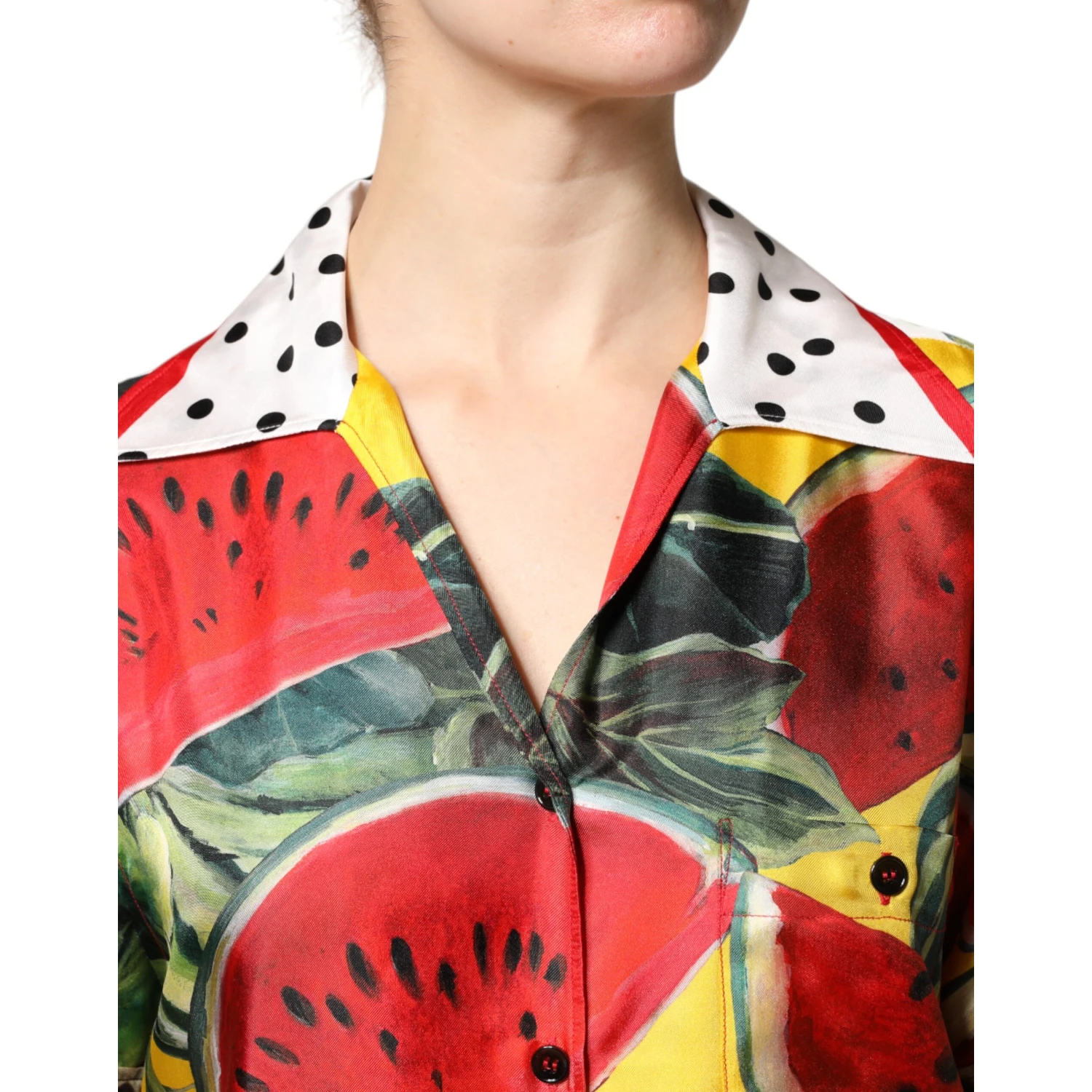 Multicolor Watermelon Collared Shirt Top