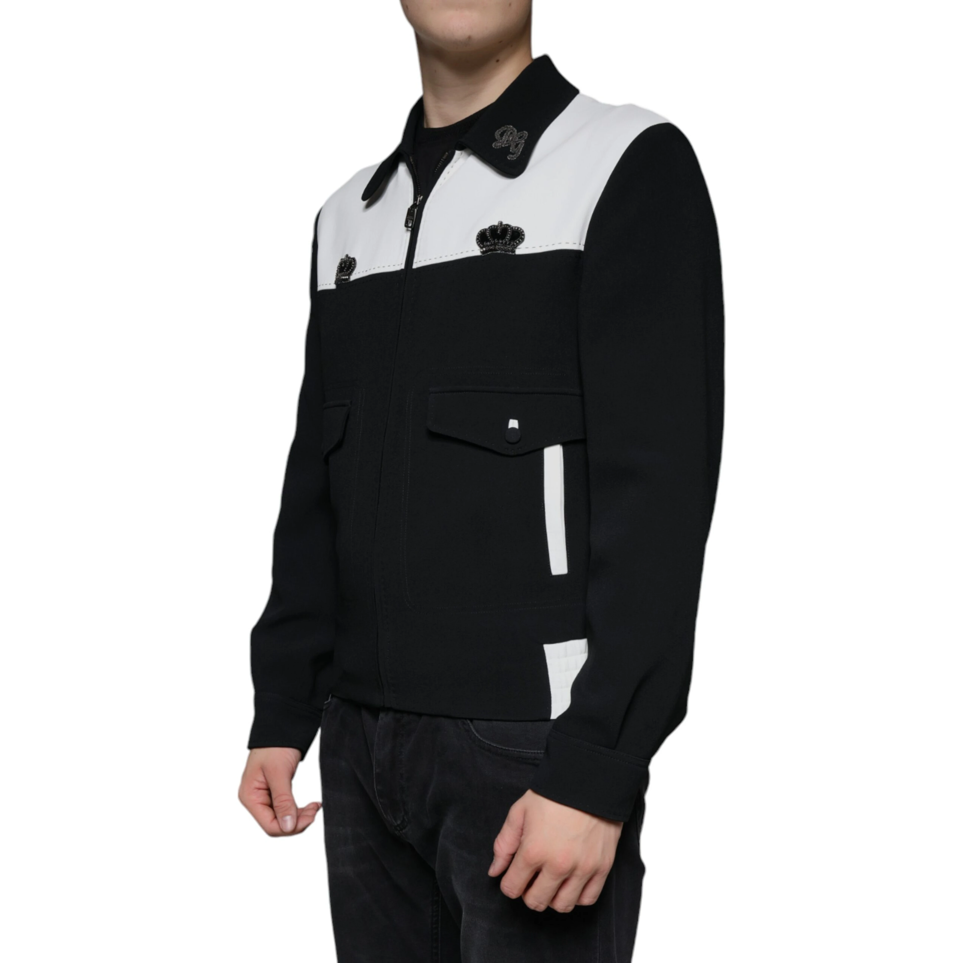 Black White DG Crown Full Zip Blouson Jacket