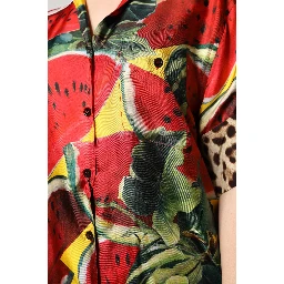 Multicolor Watermelon Collared Shirt Top