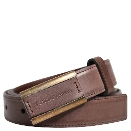 Brown Calf Leather Antique Buckle Belt