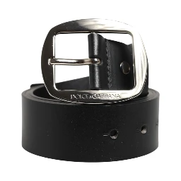 Black Leather Classic Metal Buckle Belt