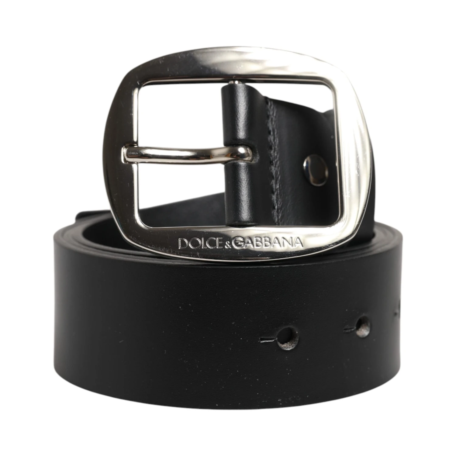 Black Leather Classic Metal Buckle Belt