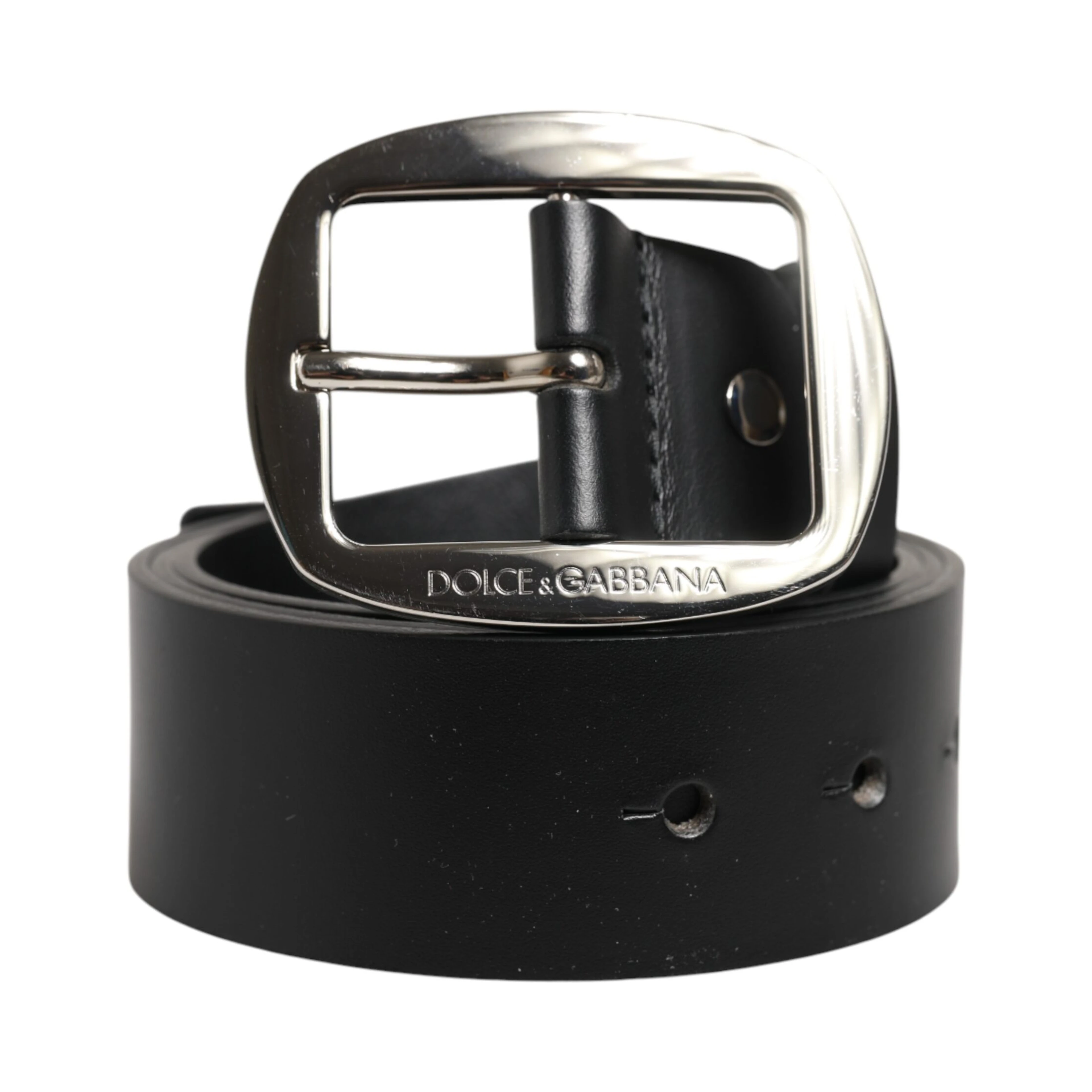 Black Leather Classic Metal Buckle Belt
