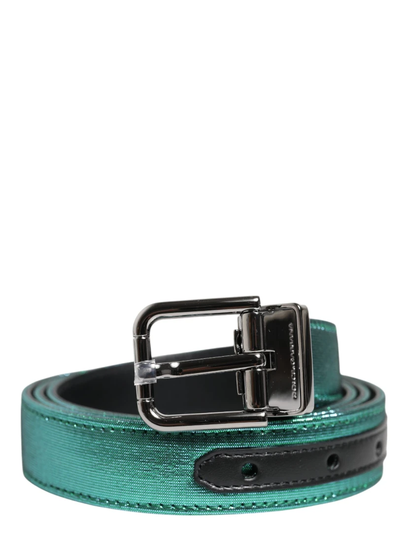 Green Black Polyester Metal Buckle Belt