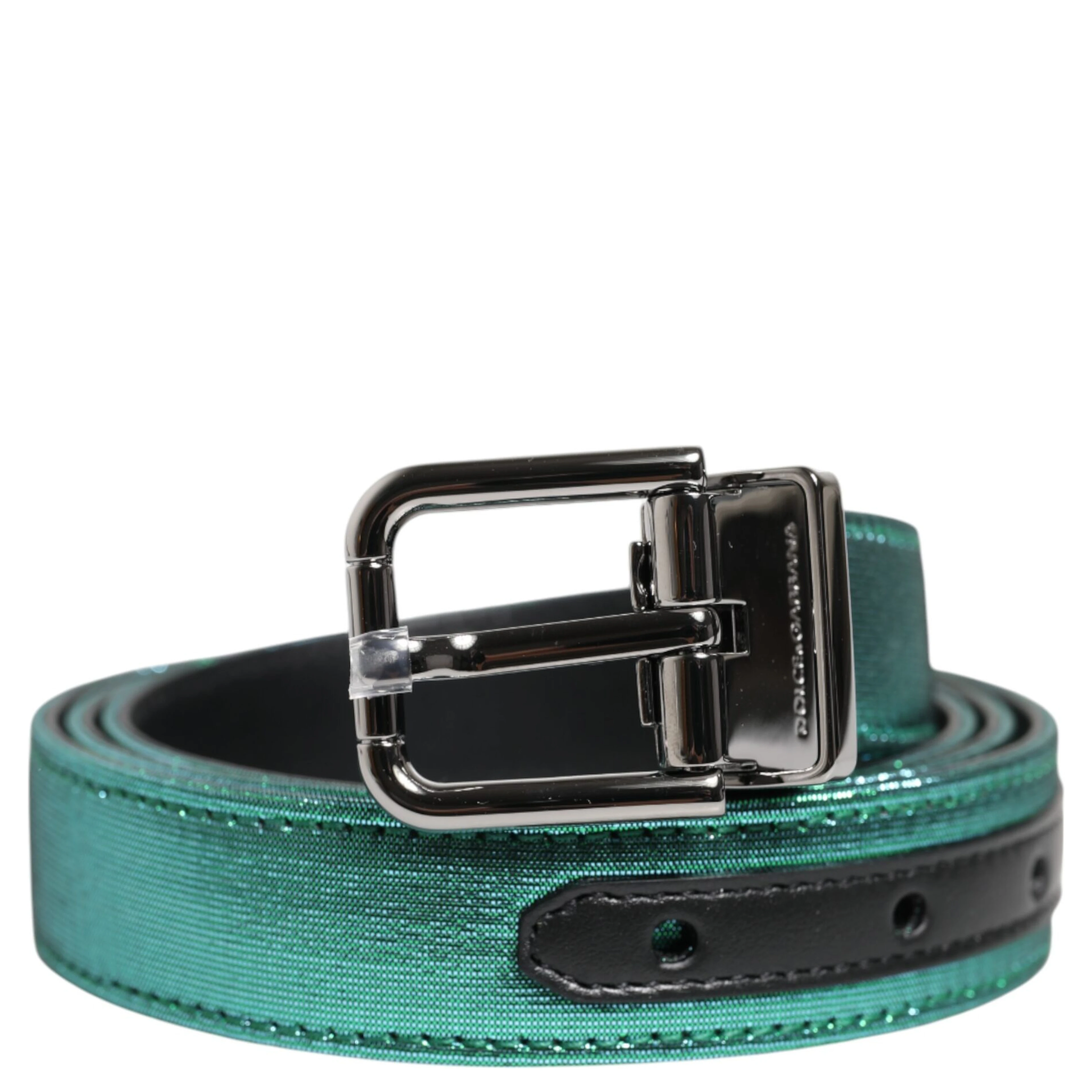 Green Black Polyester Metal Buckle Belt