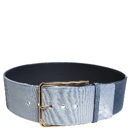 Two Tone Blue Denim Gold Metal Buckle Belt