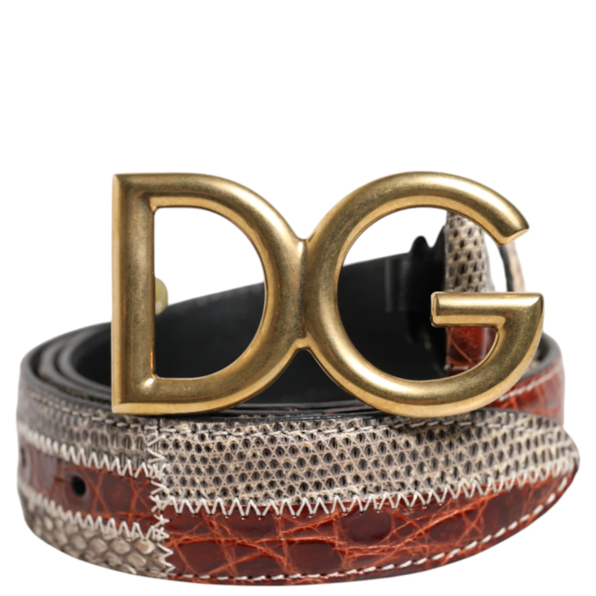 Multicolor Exotic Leather DG Logo Buckle Belt
