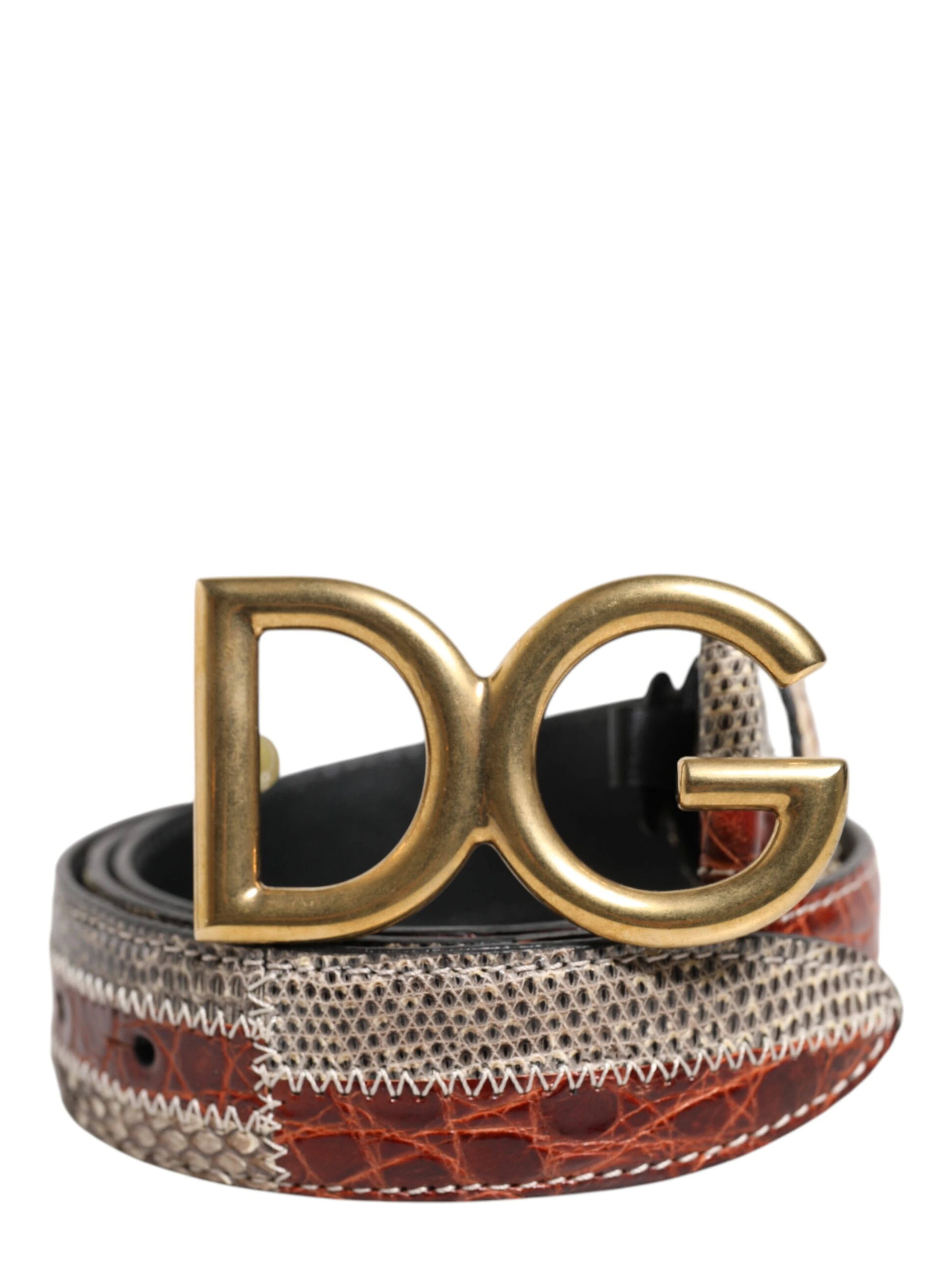 Multicolor Exotic Leather DG Logo Buckle Belt