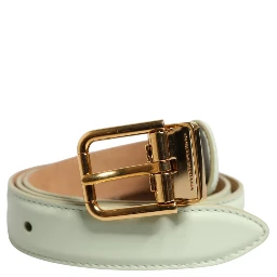 Light Green Leather Gold Metal Buckle Belt
