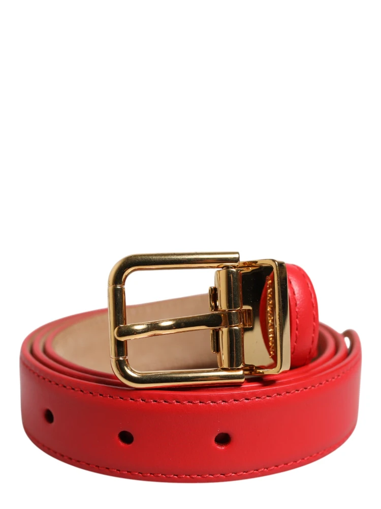 Red Leather Gold Metal Buckle Cintura Belt alternative