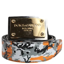 Multicolor Camouflage Metal Logo Buckle Belt