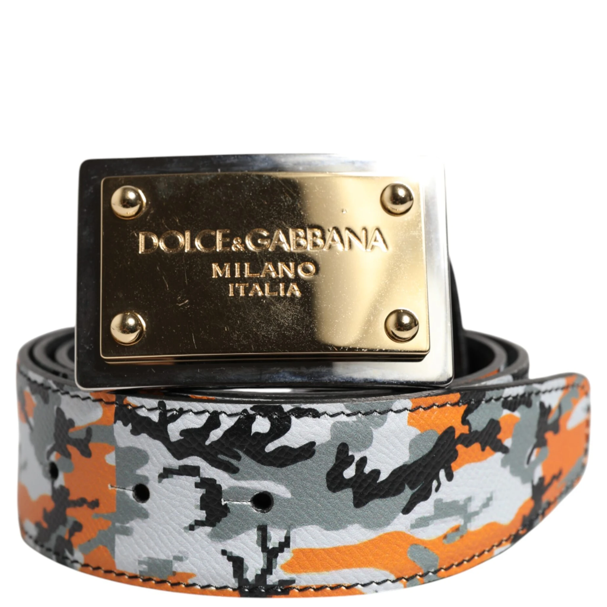 Multicolor Camouflage Metal Logo Buckle Belt