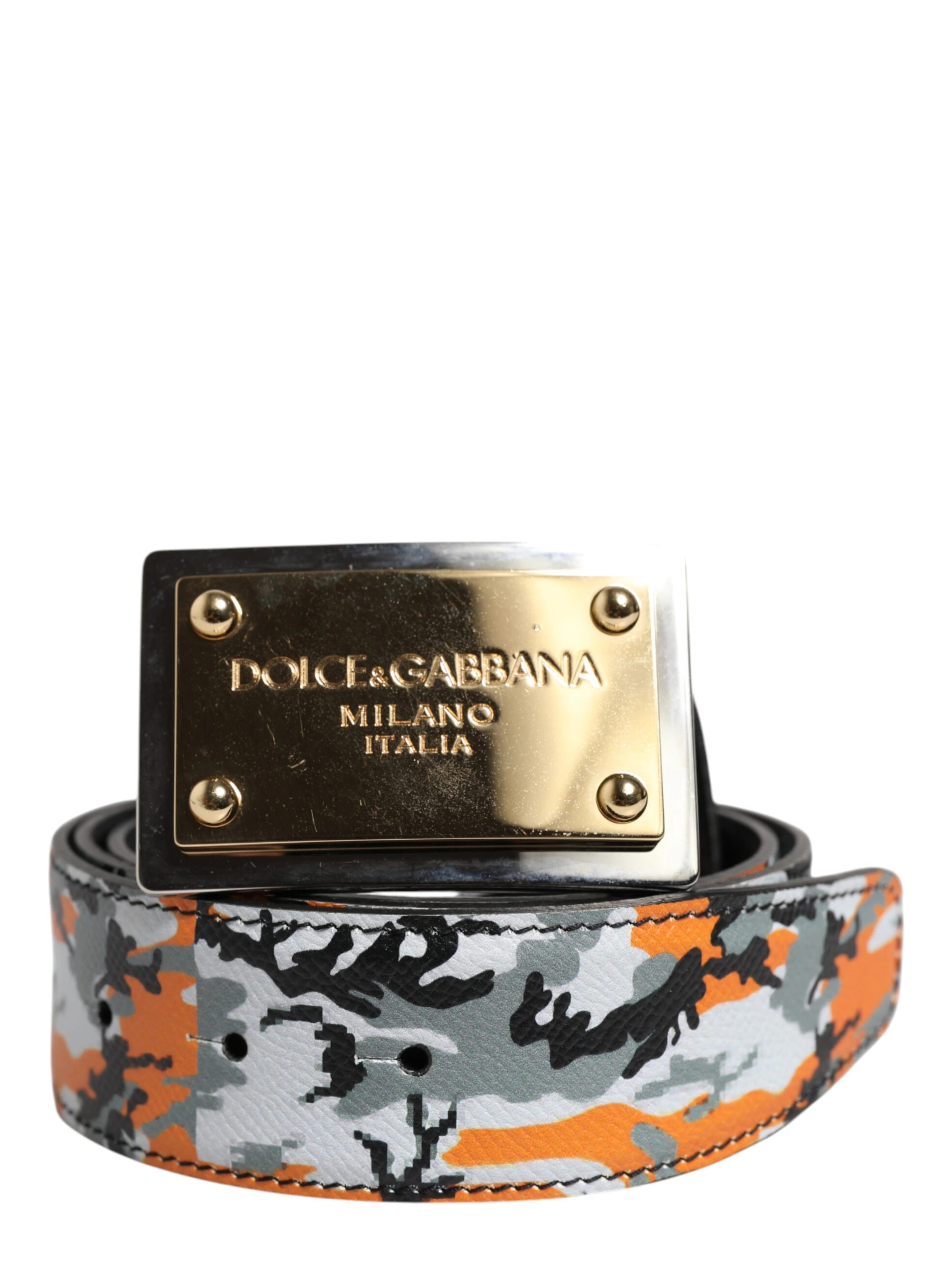 Multicolor Camouflage Metal Logo Buckle Belt